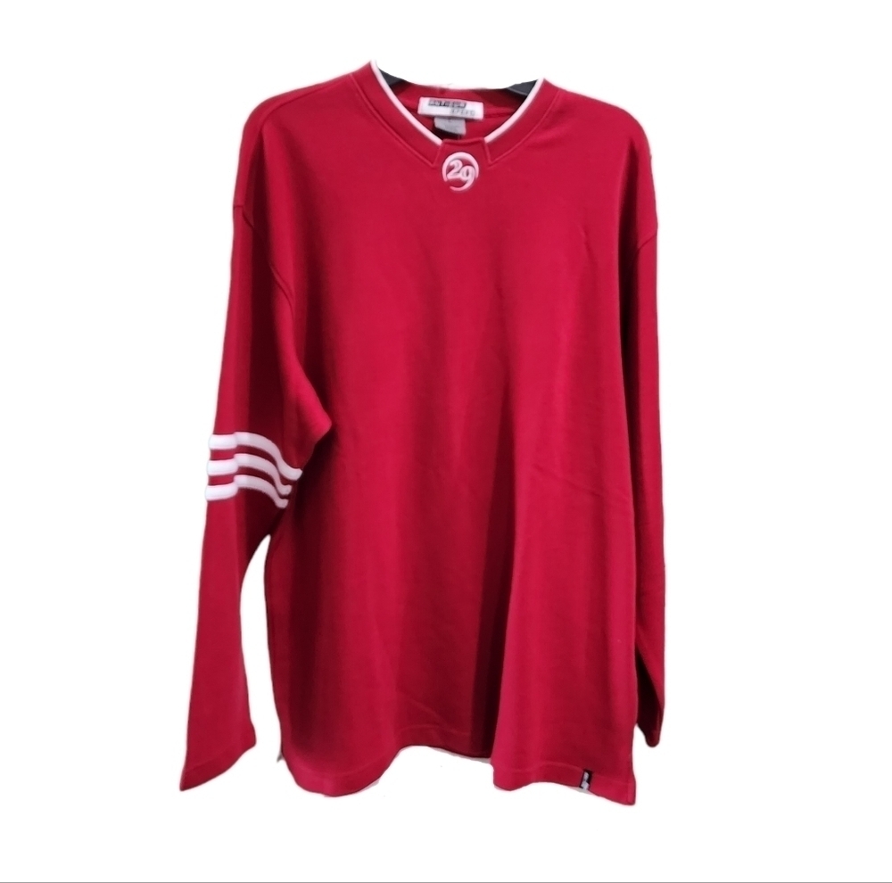 💜 Vintage Antigua Sports Varsity Stripe Sweatshirt